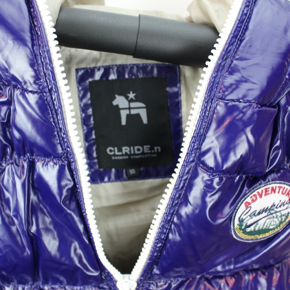 CLRIDE.n Puffy Purple Hooded Vest Size 90 - Picture 4 of 4